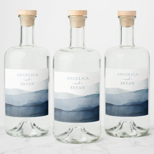 Nautical Waterverf Wedding Likeurfles Etiket (Flessen)