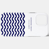 Nautical Wave Navy Blue Trendy Simple Stylish Case-Mate iPhone Case (Achterkant (horizontaal))