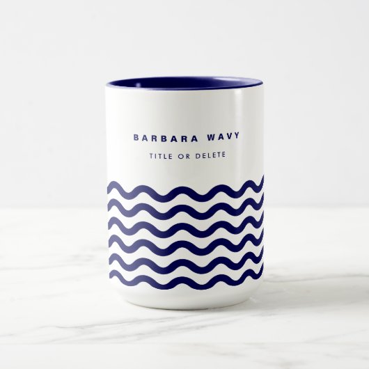Nautical Wave Navy Blue Trendy Simple Stylish Mok (Midden)