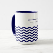 Nautical Wave Navy Blue Trendy Simple Stylish Mok (Voorkant links)