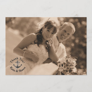 Nautical Weddenfoto Hartelijk dank Bedankkaart