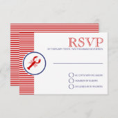 Nautical Weddenschap Theme RSVP Red Lobster Aangep (Voorkant / Achterkant)
