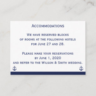 Nautical Wedding Accommodations Visitekaartjes Informatiekaartje