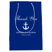 Nautical Wedding Anchor Blue Medium Cadeauzakje (Voorkant)