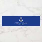 Nautical Wedding Anchor Blue Waterfles Etiket (Enkel label)