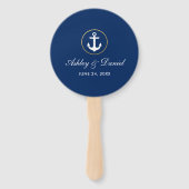Nautical Wedding Blue and Gold Round Handwaaier (Voorkant)