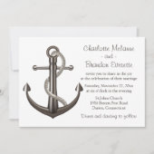 Nautical Wedding Brown Ship Anchor Beach Sailor Kaart (Voorkant)
