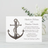 Nautical Wedding Brown Ship Anchor Beach Sailor Kaart (Staand voorkant)
