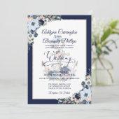 Nautical Wedding Elegant Floral Anchor Uitnodiging (Staand voorkant)