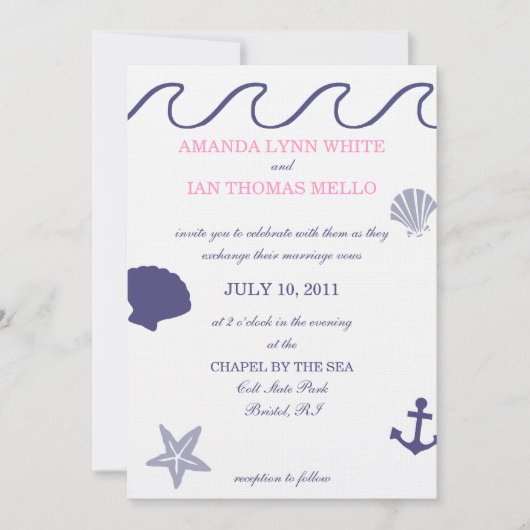 Nautical Wedding Invitation Kaart (Voorkant)