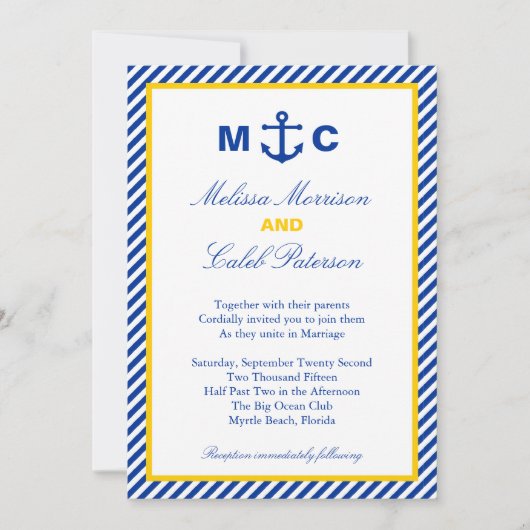Nautical Wedding Invitation Kaart (Voorkant)
