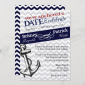 Nautical Wedding Invitations Navy Blue Anchor Kaart (Voorkant / Achterkant)