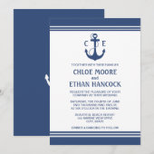 Nautical Wedding Invitations Navy Blue Kaart (Voorkant / Achterkant)