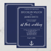 Nautical Wedding Invitations with White Lijst Kaart (Voorkant / Achterkant)