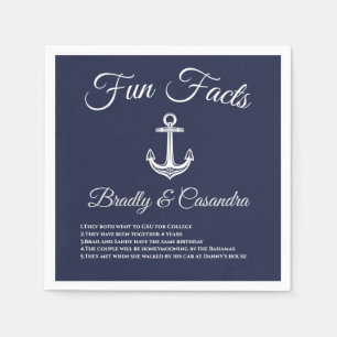 Nautical Wedding Navy Blue en White Fun Facts Servet