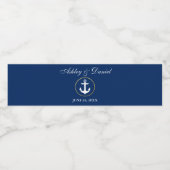 Nautical Wedding Navy Blue Gold Waterfles Etiket (Enkel label)