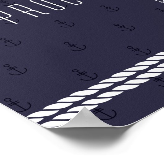 Nautical Wedding Open Bar Sign 18x24 Blue Anchors Poster (Hoek)