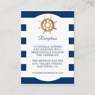 Nautical Wedding Reception van het zeemacht-stuurw Informatiekaartje
