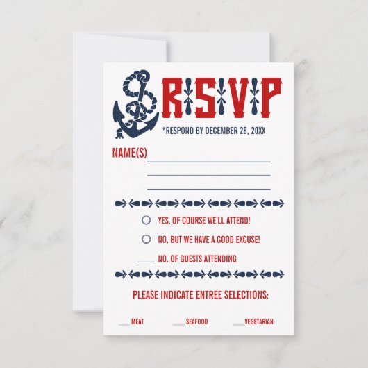  Nautical Wedding Response-kaarten RSVP Kaartje (Voorkant)