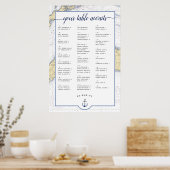 Nautical Wedding Seating Chart | Martha's wijngaar Poster (Keuken)