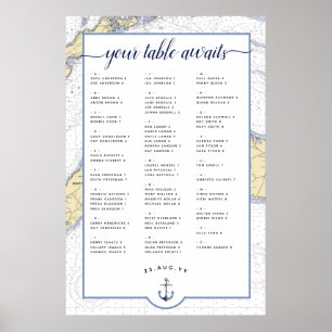 Nautical Wedding Seating Chart Martha's wijngaar Poster