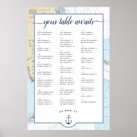 #Nautical #Wedding Seating Chart | Zuid-Florida Poster (Voorkant)