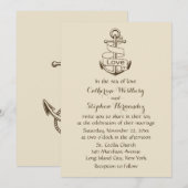 Nautical Wedding Ship Anchor Brown Tan Kaart (Voorkant / Achterkant)