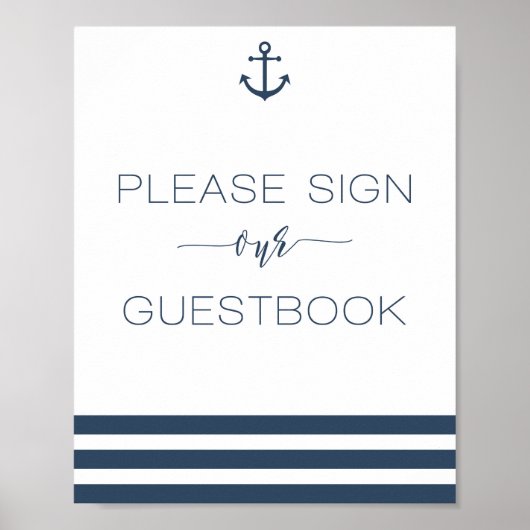 Nautical Wedding Sign Ons gastboek Poster (Voorkant)