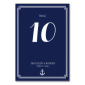 Nautical Wedding Table Numbers Navy Blue Lijst Kaart (Achterkant)