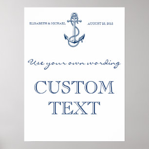 Nautical Wedding-teken   Aangepaste tekst   SJABLO Poster