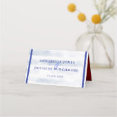 Nautical Wedding White Blue Waterverf gestreept (Achterkant)