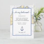 Nautical Wees mijn bruidsmeisje | Martha's Vineyar Kaart (Staand voorkant)