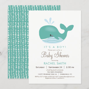 Nautical Whale Baby shower Invitation Kaart