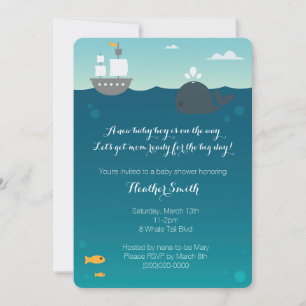 Nautical Whale Baby shower Invitation Kaart