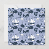 Nautical Whale Baby shower Square Invitation Kaart (Achterkant)