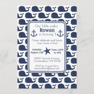 Nautical Whale Birthday Card Kaart