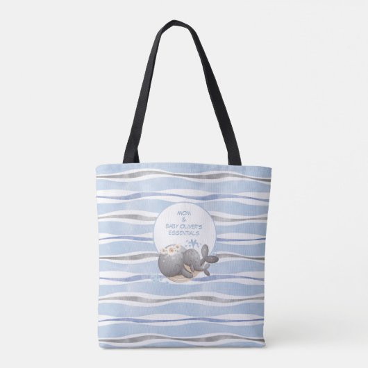 Nautical Whale Blue Zomernaam Baby Essentials Draagtas (Achterkant)