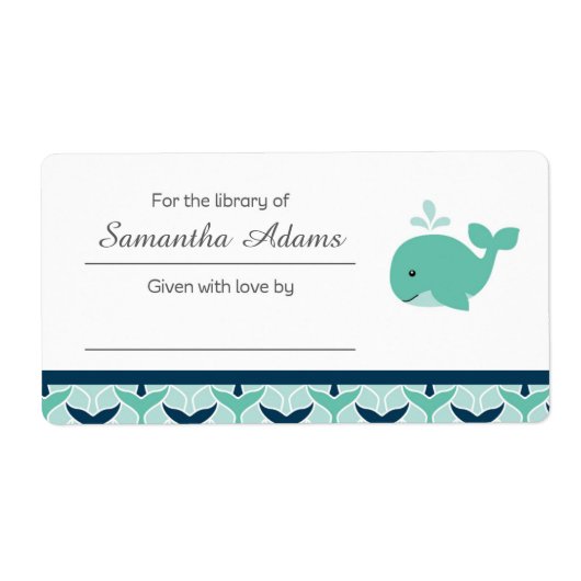 Nautical Whale Bookplate Label Sticker (Voorkant)