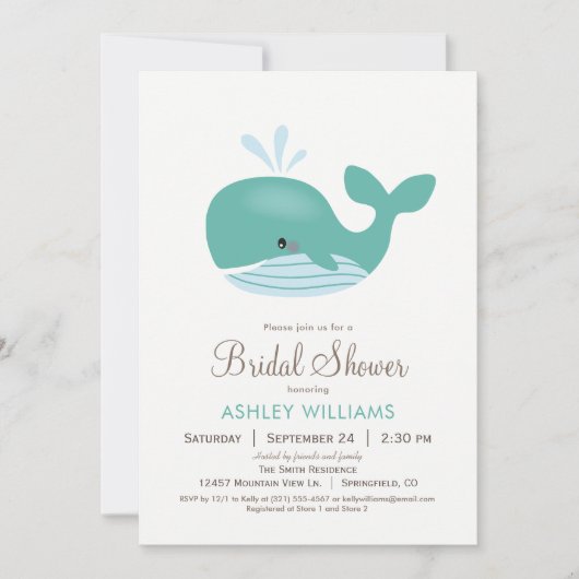 Nautical Whale Bridal Shower Uitnodiging (Voorkant)