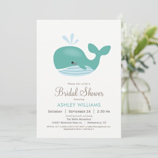 Nautical Whale Bridal Shower Uitnodiging (Staand voorkant)