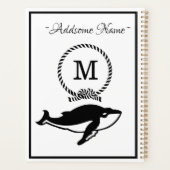 Nautical Whale Monogram Elegant Black White Planner (Achterkant)