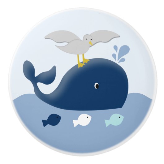 Nautical Whale Nursery Drawer Pull Knob Keramische Knop (Voorkant)