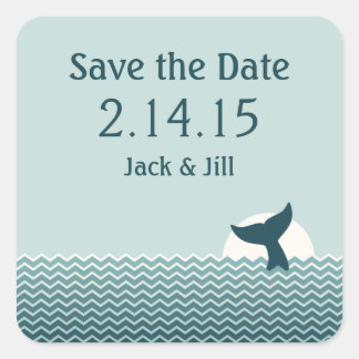 Nautical Whale Tail Save the Date Vierkante Sticker