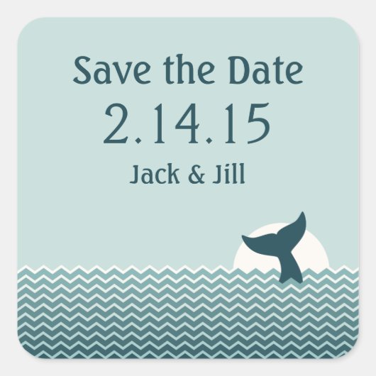 Nautical Whale Tail Save the Date Vierkante Sticker (Voorkant)