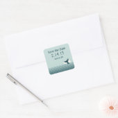 Nautical Whale Tail Save the Date Vierkante Sticker (Envelop)