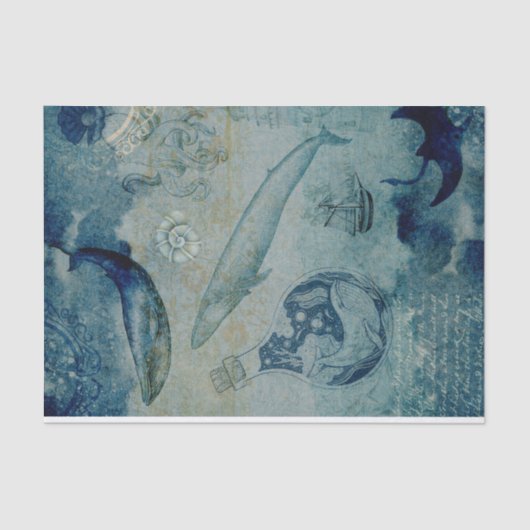  Nautical Whale Tissue Paper Tissuepapier (Voorkant)