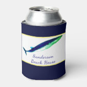 Nautical Whale Waterverf Navy Blue Yellow kustkust Blikjeskoeler (Blikje Voorkant)