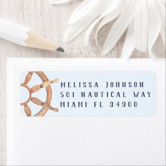 Nautical Wheel Aangepast Blauwgroen Retouradres Etiket
