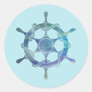 Nautical Wheel Ocean Party Dank je Stickers