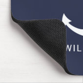 Nautical White Anchor and Custom Name on Navy Blue Muismat (Hoek)